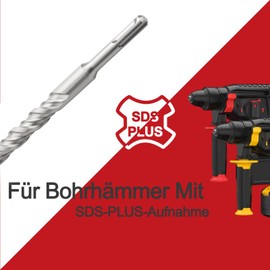 SDS Plus Drill Bit 22 x 260 mm, Hammer Drill Bit with 4 Carbide Cutting Edges, Concrete Drill Ideal for Drilling in Stone, Concrete, Natural Stone, Brick Wall