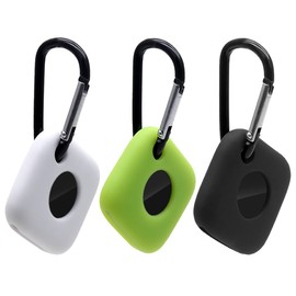 A-Focus 3 Pack Compatible with Tile Mate 2022 Case with Keychain, Flexible Silicone Anti-Scratch Shockproof Skin Cover Kit Compatible with Tile Mate 2022 Tracker (Black White Green)