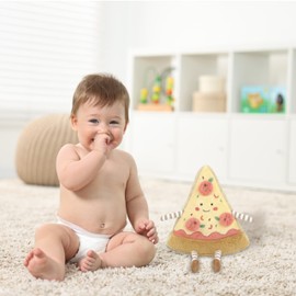 MON AMI Cosimo Pizza Stuffed Toy – 9”/23cm | Super Soft Food Toy | Collectible Stuffed Plush Decoration