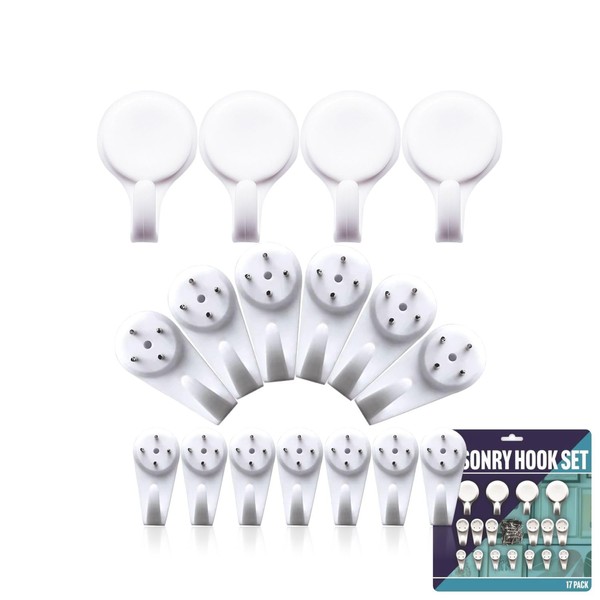 Picture Masonry Hooks Non-Trace for Hard Walls, 17 Pcs Pictures