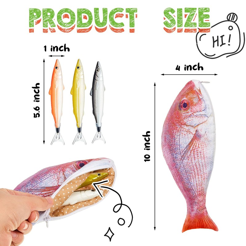 Outus Fish Pencil Case Novelty Fish Pen Bag Fish Coin