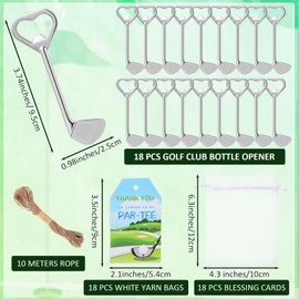 Vesici 18 Sets Golf Club Bottle Opener with Organza Bags Thank You Cards Club Beer Bottle Opener Bulk Novelty Props Gifts for Men Women Golf Party Golfer Birthday