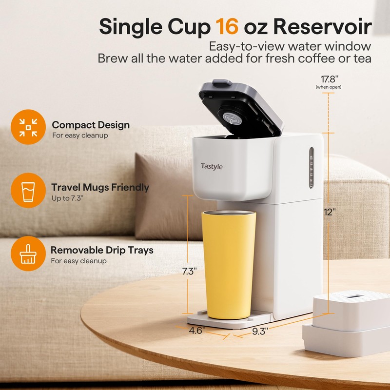 Tastyle Single Serve Coffee Maker for K Cup, Ground and
