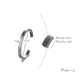MEALGUET Stainless Steel Antique Retro Reminder Inspiration Message Quote Open Cuff Bangle Bracelets for Men Boy,65mm