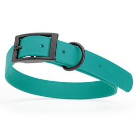 Dogline Biothane Waterproof Dog Collar Strong Coated Nylon Webbing with Black Hardware Odor- Proof for Easy Care Easy to Clean High Performance Fits Small Medium or Large Dogs, Blue Aqua