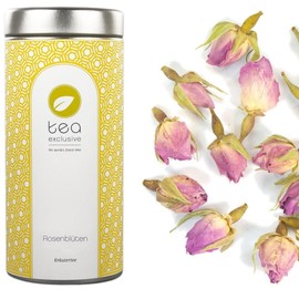 tea exclusive Organic Rose Petal Tea | Drinkable & Edible Flowers Rose Buds | Loose Tea (Organic Tea, Organic Tea) | Also as a Decoration - Tin 50 g