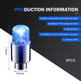 Merdege 4 PCS LED Tire Valve Stem Cap Lights, 360 Degree Visibility Rotating Flash, Waterproof Wheel Lights for Trucks, Cars, SUVs (Blue)