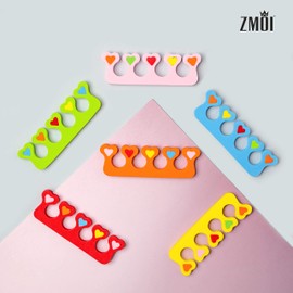 ZMOI 6 limas de uñas coloridas de esmeril mini femeninas + 6 pares de separadores de dedos con diseño de corazón, kit de manicura y pedicura