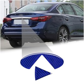 BLAKAYA Compatible with Rear Trunk Logo Insert Cover Trim Carbon Fiber Rear Tailgate Emblem Badge Decoration Sticker for Infiniti Q50 2015 2016 2017 2018 2019 2020 2021(2Pcs Blue)