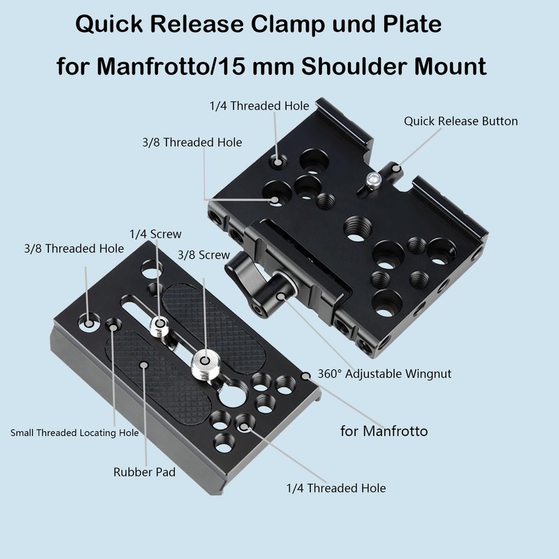 NICEYRIG Quick Release Plate for Manfrotto 577 501 504 701