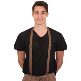 Jacobson's Men Women Clip-on Suspenders Steampunk Brown Pleather