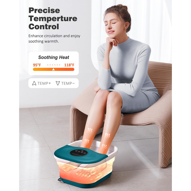 SPA4PIEDS Foot Spa Bath Massager with Heat, Bubble Jets, Red