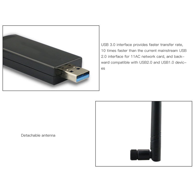 Wireless Network Card W50L 5DB RTL8812AU 1200M Dual Band USB