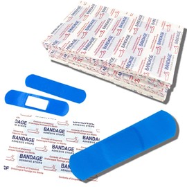 200 Pcs Blue Metal Detectable Fabric Bandages Waterproof Adhesive Bulk Sterile Pads Latex-Free for First Aid & Wound Care