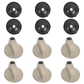 FOCCTS 6 x Gas Hob Knobs with 6 Gaskets, Stove Knobs & Switches for Ovens & Cookers Universal Replacement Accessories for Various Ovens, Cookers (8mm)