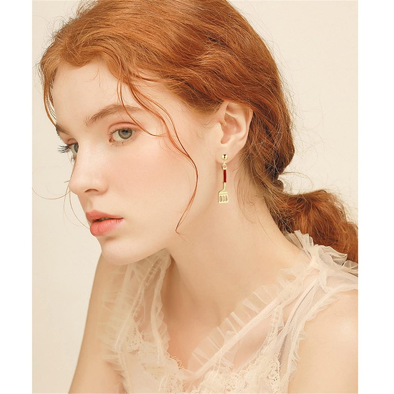 ANDPAI Cooking Baking Chef Charms Earrings Frying Pan Fried Egg