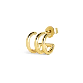 SINGULARU - Loose Slope Trio Aro - Silver 925 Silver with 18 kt or Rodio Gold Bathroom - Push Nut Closure - Loose Hang - Women's Jewellery - Multiple Surfaces, Yellow Gold, No Gemstone