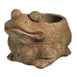 Classic Home and Garden Cement Buddies Animal Planter - Cute Desk Decoration - UV Coated Animal Vase w/Drain Plug - Succulent Plant Pot for Indoor/Outdoor Use (Frog Planter, Rust, Large)