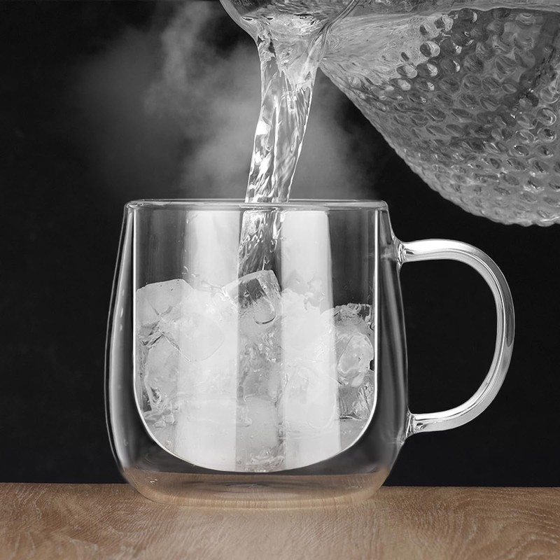 BNUNWISH Large Double Walled Glass Coffee Mugs Beer Cups 24oz
