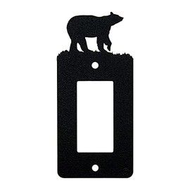 Bear Single Gang Light Switch, GFCI Power Outlet, Wall Plate (Single Rocker (GFCI), Black) - MADE IN USA
