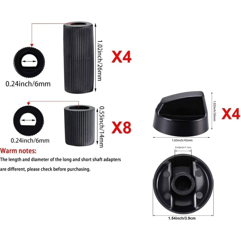 Bessy shop 4 Pcs Universal Gas Hob Knobs 42mm Control