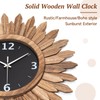 Honiway 16 Inch Wall Clocks, Rustic Wood Boho Sunburst Decorative