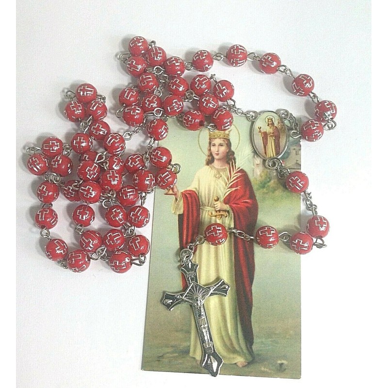 St Barbara Rosary Red Catholic Necklace Santa Barbara Rosario Saint
