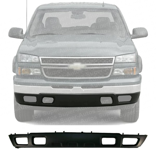 Front Bumper Lower Valance Air Deflector Textured Black with Fog Light & Tow Hook Holes for 2002-2006 Avalanche / 2003-2006 Chevrolet Silverado 1500 2500HD 3500 GM1092204 10397999