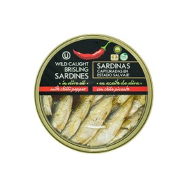 Grilled Catch Wild Caught Gourmet Brisling Sardines with Chilli Pepper in Olive Oil 5.6 oz Kosher, GMO FREE