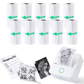 cudinham 10 Rolls Mini Printer Paper, Thermal Pocket Printer Paper Rolls, 57 X 25mm Inkless Self-Adhesive Printable Sticker Compatible with Most Series Printers Portable Thermal Printers