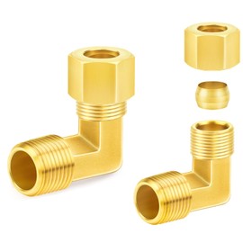 ChillWaves Accesorio de Compresión de Tubo de Latón, 3/4" DE x 1/2" NPT Macho Codo de 90 Grados Conector de Unión de Compresión (2-PACK)
