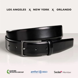 Fenix Los Angeles Men's Belt in Various Colours, Size 80 cm to 110 cm, Nickel-Free Buckle 30 mm Wide, Sustainable & Adjustable Men's Belt, Perfect for Suit & Jeans, jet black