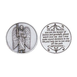 Silver Tone Saint Michael Pocket Token, 1 1/8 Inch by JMJ Products, LLC