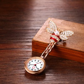 Avaner Nurse Watch with Clip Cartoon Bees: Pocket Watch with Brooch Nurse Watch Fob Watch Nurse Watch Anlog Quartz Watch for Doctor Doctor Nurse Medical, red, Minimalist