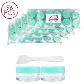 Pana 96PCS 10G/10ML Makeup Cream Cosmetic Green Sample Jar Containers with Spatulas