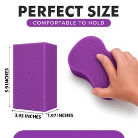 Multi-Purpose Sponges for Cleaning - Purple 2 Pack, Large Sponges for Car Washing, Tile & Grout, All Purpose Cleaning