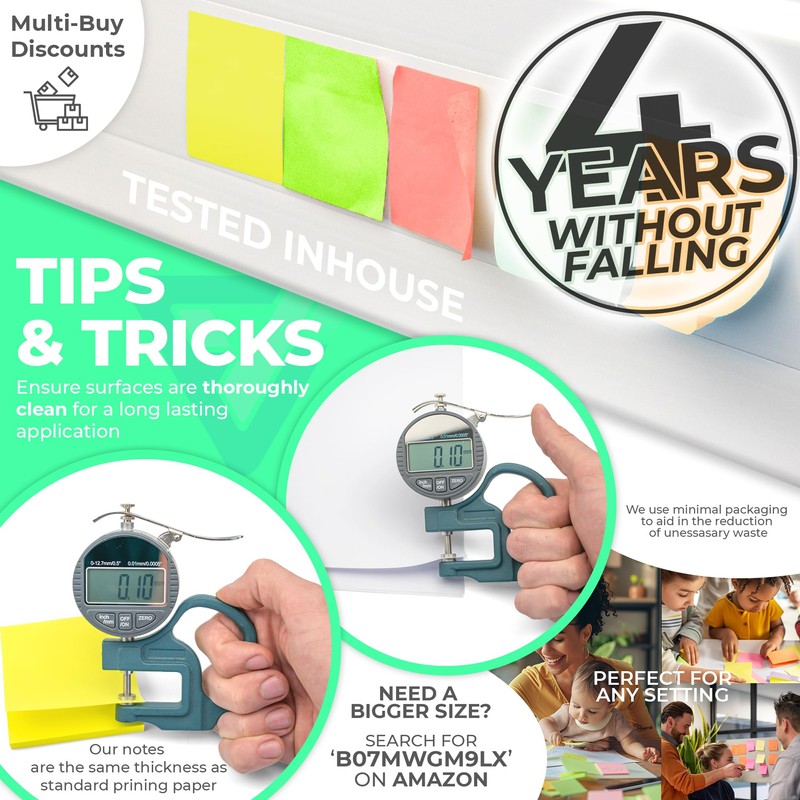 600 x Peel Off Sticky Notes 76x76mm 6 Pads of