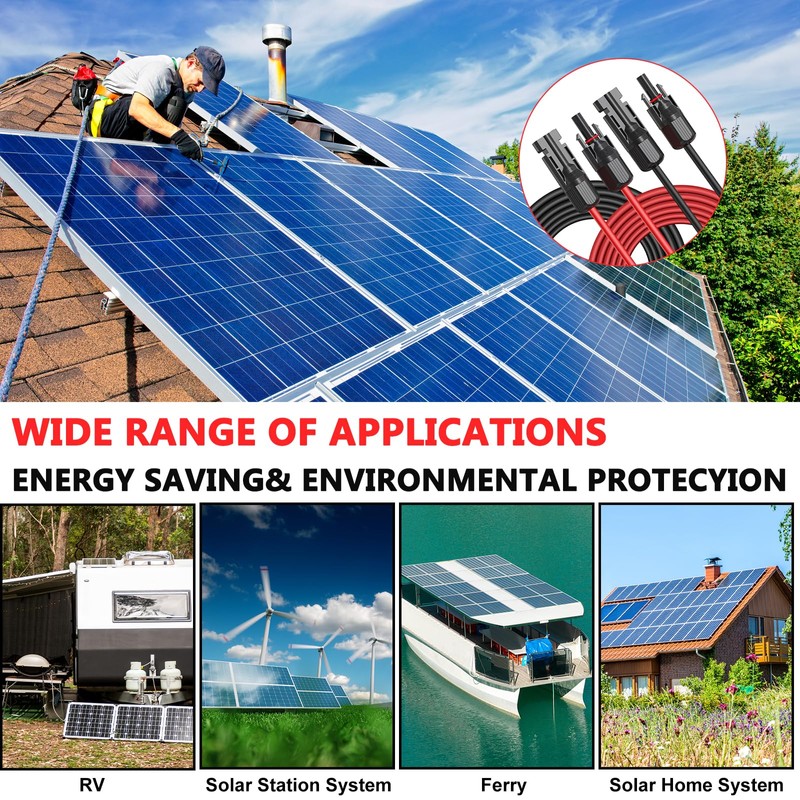 Vansdon 2x50 Feet Solar Panel Extension Cable, 12AWG Solar Cable,