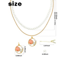 Seashell Pendant Necklace Beach Lover, Scallop Necklace Seashell Jewelry, Bohemian Puka Shell Starfish Fish Ocean Necklace Pearl Layered Necklace Seashell Choker Necklaces for Women, Summer Beach Holiday Beach Surfer Jewelry