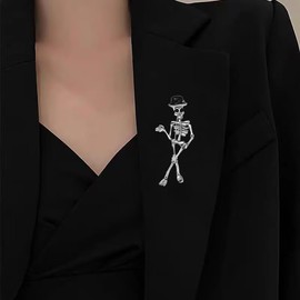 Vintage Gothic Hat Skull Brooch for Women Men Personality Punk Creative Hat Skull Skeleton Brooch Pins Exaggerate Horror Skeleton Ghost Accessories Fashion Festive Party Jewelry (Black)