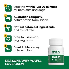 Natural Animal Solutions Calming Chewable Tablets for Dogs Anxiety Support. Dog Calming Tablets, Help Manage Stress, Promote Relaxation and Support Anxiety Relief for Dogs, 60 Count