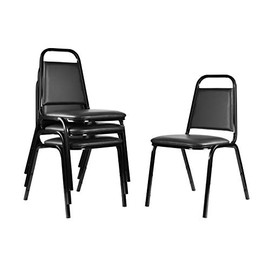OEF Furnishings Vinyl Upholstered Stack Banquet Chair, Black