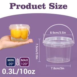 ASEVAT 12-Pack 10 oz, Plastic Storage Containers With Lids Kitchen, Meal prep containers, Microwave Safe Bowls With Handle, Freezer Safe Containers, Slime, Soup (10 oz/300 ml)