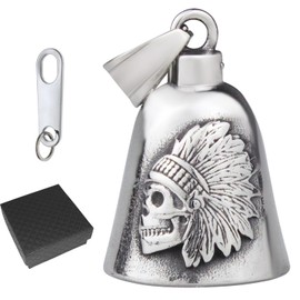 amavoler Motorcycle Bell With Motorcycle Bell hanger- bells accessory or key chain for luck on your journey. (Indian skull)