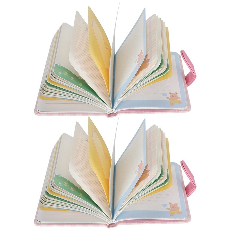 2Sets A6 Magnetic Buckle Notebook Binder Cute Bunny Pattern Daily