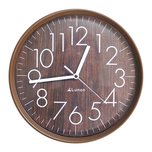 Wall-mounted Radio Clock / Lunon / Diameter 11.0 inches (28 cm) / Lightweight Quiet / FX15 (Dark Brown)
