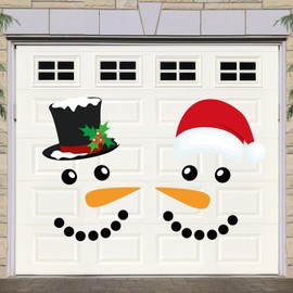 Coume 22 Pieces Merry Christmas Decorations Garage Door Decor Snowman Magnets Stickers Refrigerator Decal Face Set Reflective Car Magnetic for Xmas Holiday Fridge