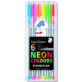 Staedtler Bolígrafos de dibujo de punta fina de 0.3 mm, 6 unidades, línea fina Triplus de 6 unidades, paquete de 6 unidades