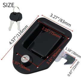 Nicerity Truck Tool Box Lock Replacement Stainless Steel Black Trailer Toolbox Handle Latch with 2 Keys Tool Box Locks for RV Truck Trailer