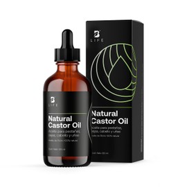 Aceite de Ricino 100% Natural 120 ml Prensado en Frio para Hidratación Profunda, Natural Castor Oil para Pestañas, Cejas y Cabello. Natural Castor Oil. B Life